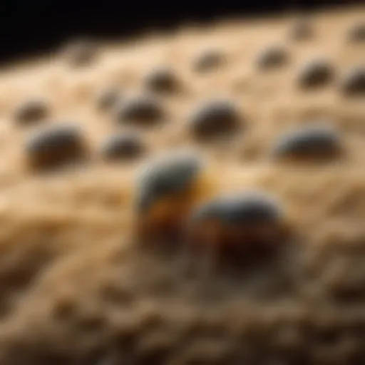 Microscopic view of dust mites on mattress fibers