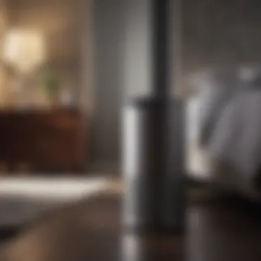 Dyson air purifier operating silently in a dark bedroom