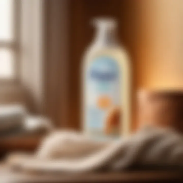 Sustainable Wool Detergent Choice Eco-friendly wool detergent bottle on a soft woolen scarf