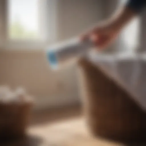 Lint roller on a laundry basket