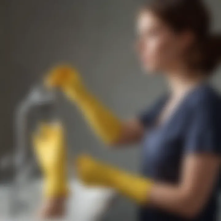 Rubber gloves removing pet hair from clothing