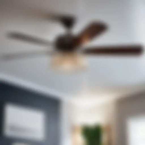 Stylish ceiling fan in a modern bedroom