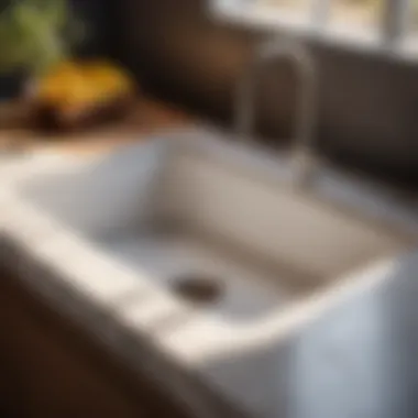 Close-up of Transolid laundry sink's innovative drainage system