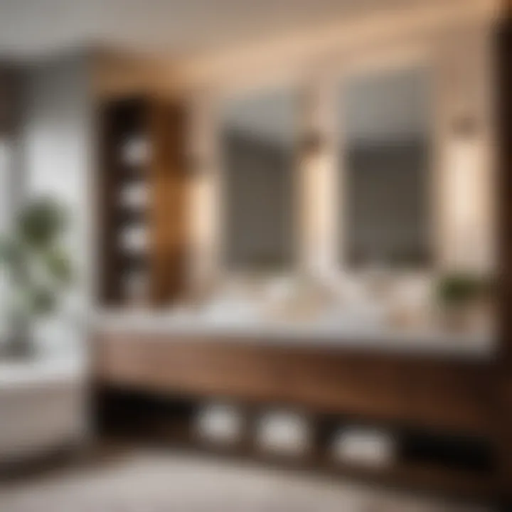 Well-organized bathroom storage solution with dual vanities and sleek cabinetry