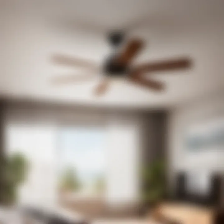 Space-Saving Ceiling Fan Complementing Air Conditioning Space-saving ceiling fan complementing air conditioning