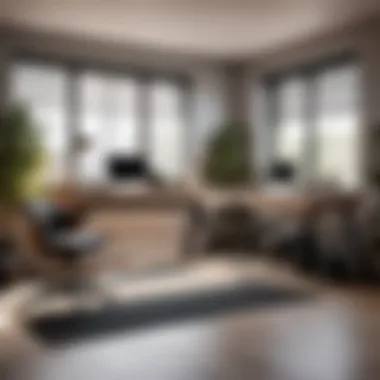 Minimalistic Dual-Purpose Workspace Minimalist home office gym design with fitness equipment