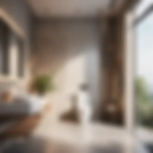 Eco-friendly cleaning products in a modern bathroom