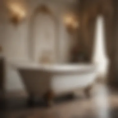 Antique bath fixtures with intricate carvings and marble accents