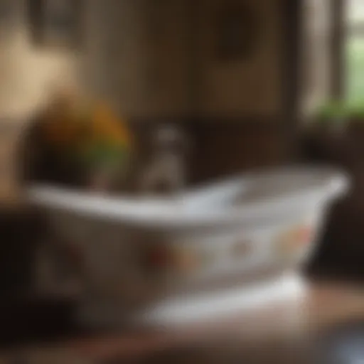 Antique tub with intricate floral designs
