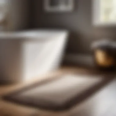 Elegant bathroom rug with fringe adding sophistication to modern decor