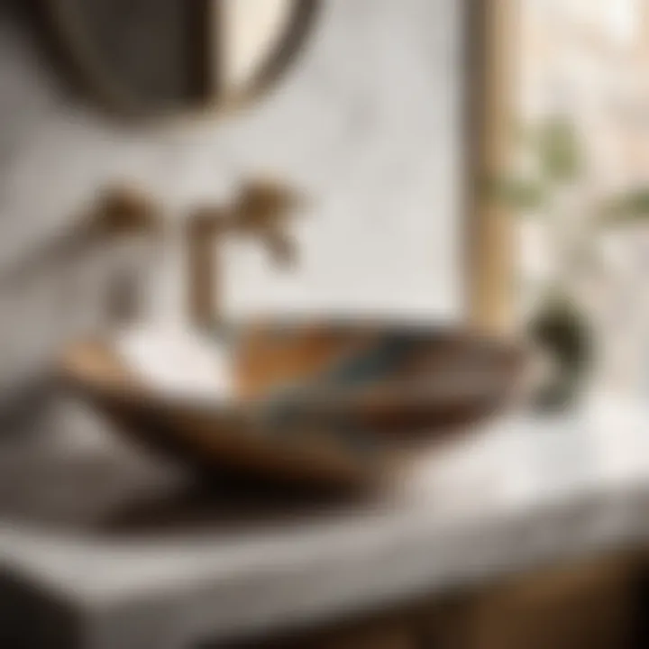 Symphony of Elegance Marble sink with intricate patterns