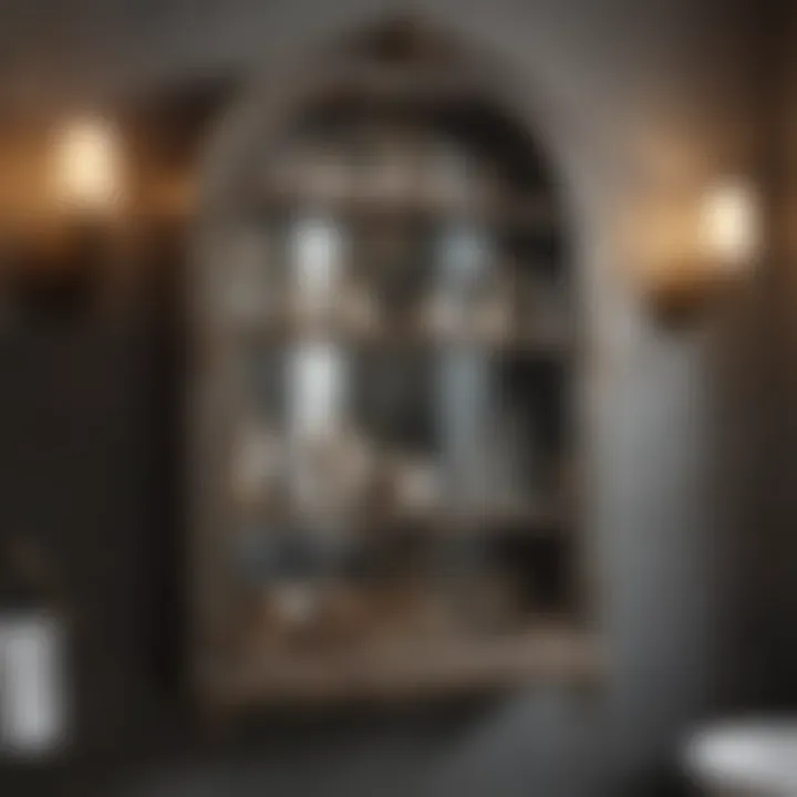 Chic and stylish bathroom wall curio cabinet with mirrored doors