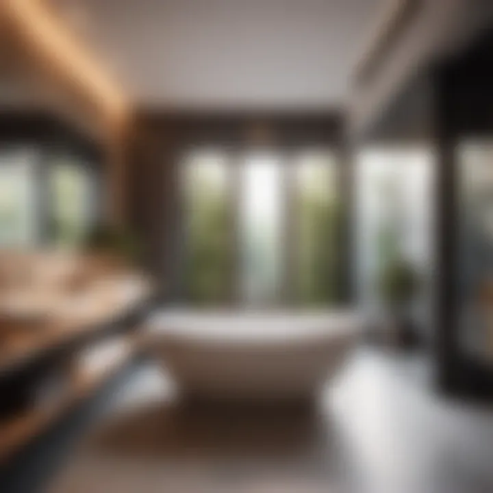 Modern bathroom with a stylish bathtub setting
