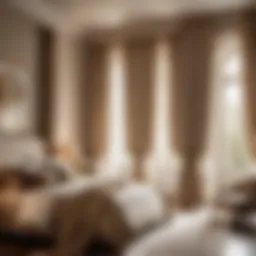 Elegant Beige Drapes Cascading in Bedroom