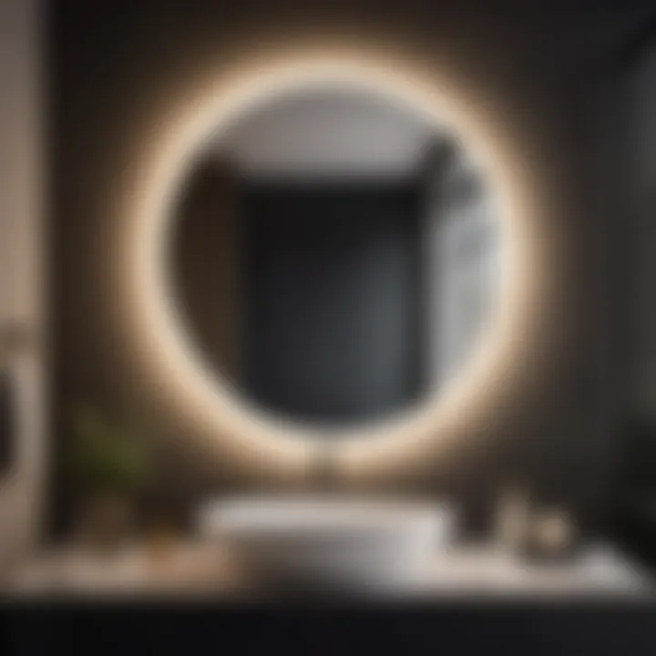 Modern Vanity Mirror Reflecting Stylish Decor Black modern vanity mirror reflecting stylish bathroom decor