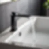 Sleek Waterfall Faucet in Modern Bathroom Sleek black waterfall faucet in modern bathroom