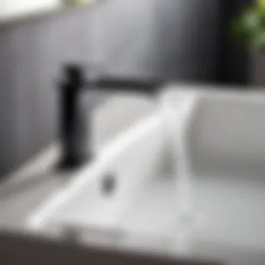 Sleek Waterfall Faucet in Modern Bathroom Sleek black waterfall faucet in modern bathroom