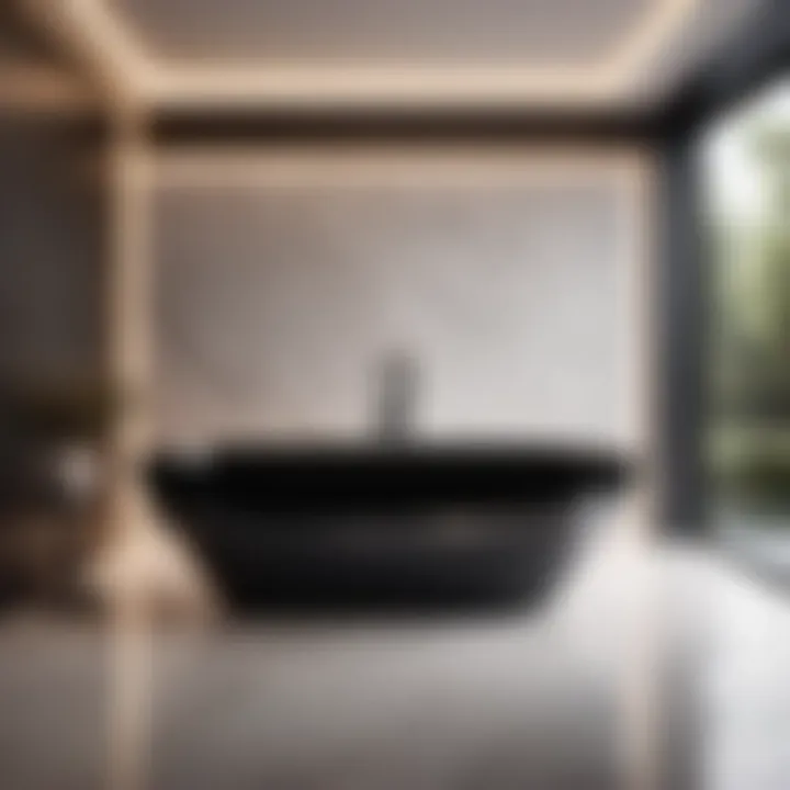 Black Freestanding Bathtub in Modern Bathroom