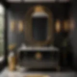Black Vanity with Gold Accents
