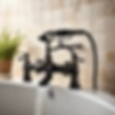 Timeless Charm: Vintage-Inspired Black Bathtub Shower Faucet Vintage-inspired black bathtub shower faucet in a classic bathroom