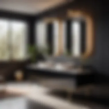 Chic Designer Sink Vanity Minimalist black vanity with designer sink