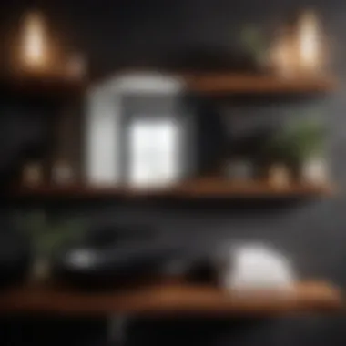 Elegant Fusion of Black and Wood Bathroom Shelves Elegant Fusion of Black and Wood Bathroom Shelves