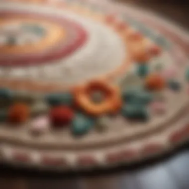 Elegant braided rug with floral motif