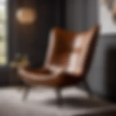 Stylish Addition to Modern Bedroom Decor Stylish brown leather bedroom chair in a modern bedroom setting