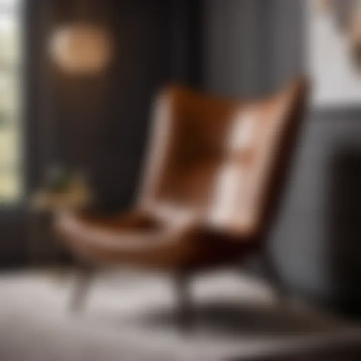 Stylish Addition to Modern Bedroom Decor Stylish brown leather bedroom chair in a modern bedroom setting