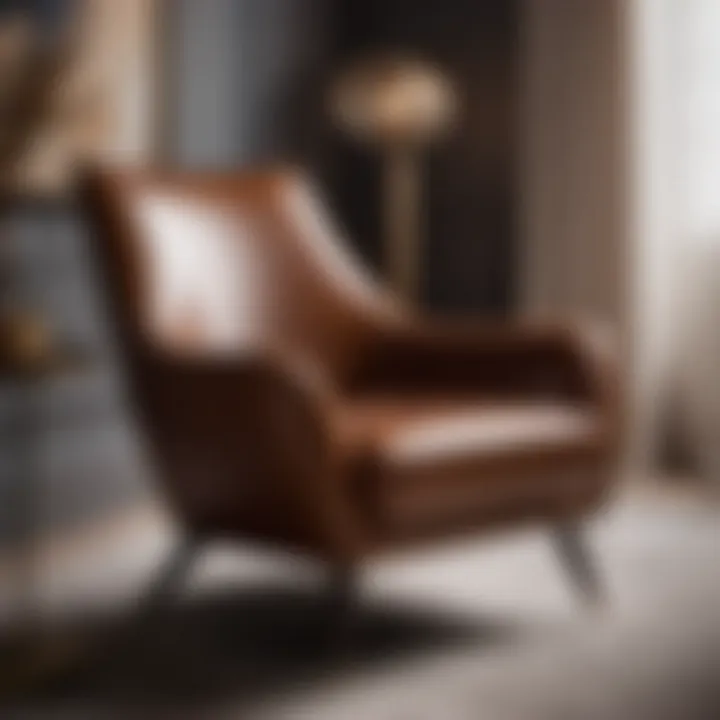 Sleek Design of Brown Leather Bedroom Chair Elegant brown leather bedroom chair with sleek design