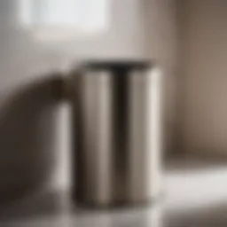 Elegant brushed nickel bathroom garbage can showcasing modern design