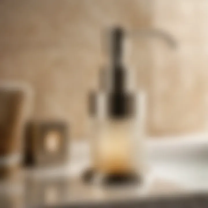 Elegant brushed nickel soap dispenser in a modern bathroom setting