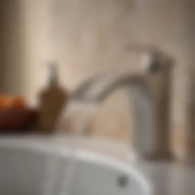 Detailed Craftsmanship of Brushed Nickel Waterfall Faucet Close-up of Brushed Nickel Waterfall Bathroom Sink Faucet Detail
