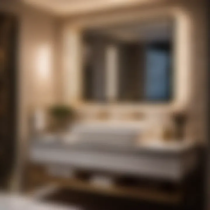 Elegant Illumination in Contemporary Bathroom Elegant Caged Vanity Lighting in Modern Bathroom Setting