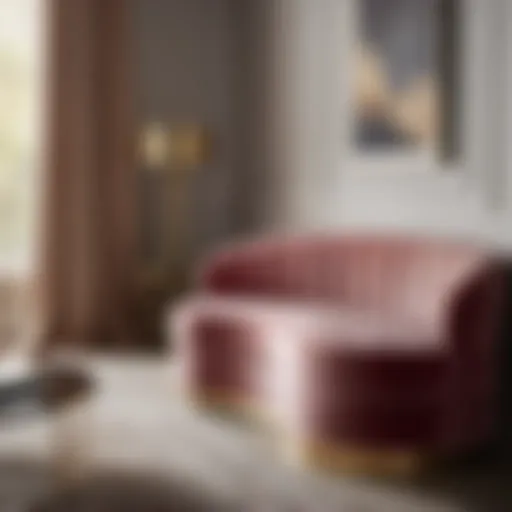 Elegant curved bedroom bench with plush velvet upholstery