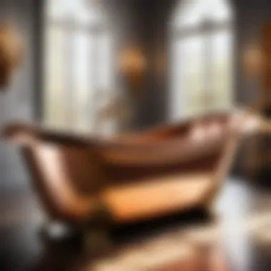 Gilded Opulence Luxurious Custom Copper Bathtub with Gilded Accents
