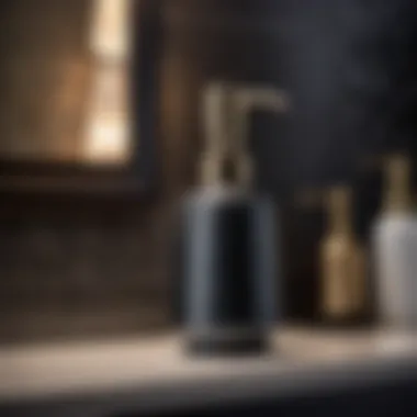 Chic Dark Gray Soap Dispenser Dark gray soap dispenser with elegant metallic accents