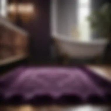 Intricate Design Eggplant bathroom rug set with intricate design