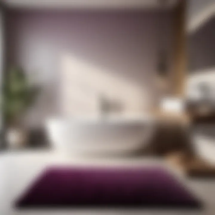 Modern Minimalism Eggplant bathroom rug set in modern minimalist bathroom