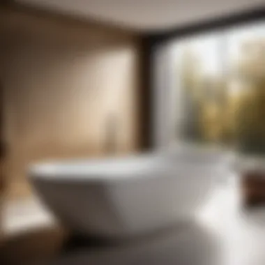 A freestanding bathtub with a contemporary design and sleek lines