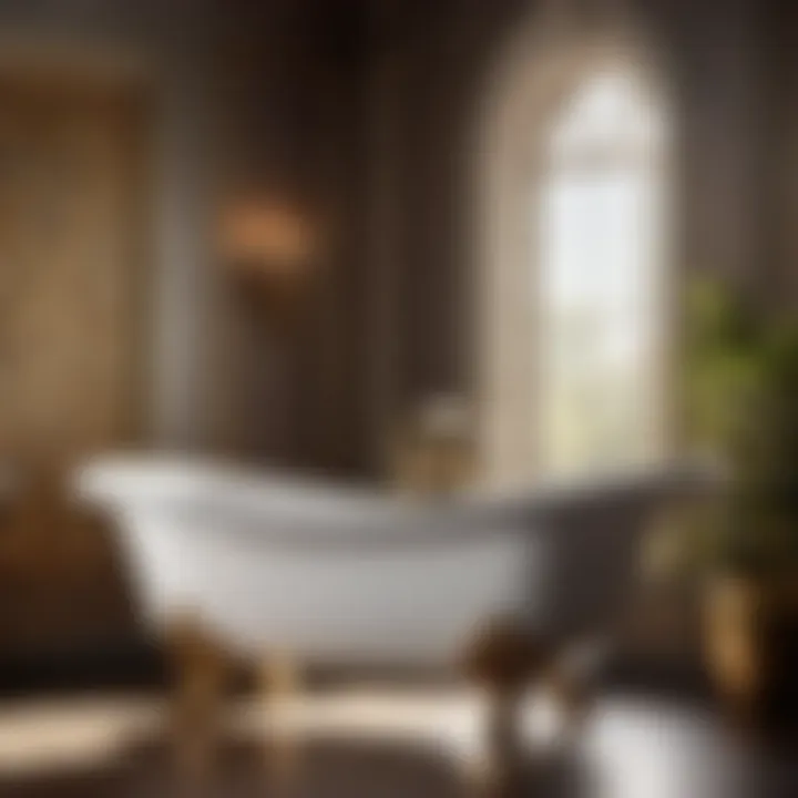 A luxurious freestanding clawfoot bathtub with ornate details