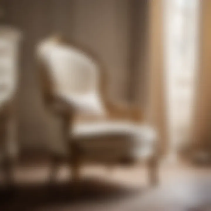 Sophisticated French style bedroom chair in a classic cream hue