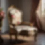 Elegant French style bedroom chair with ornate floral motif