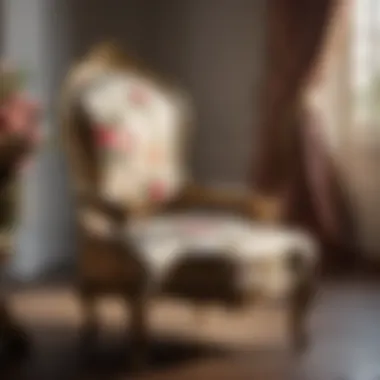 Elegant French style bedroom chair with ornate floral motif