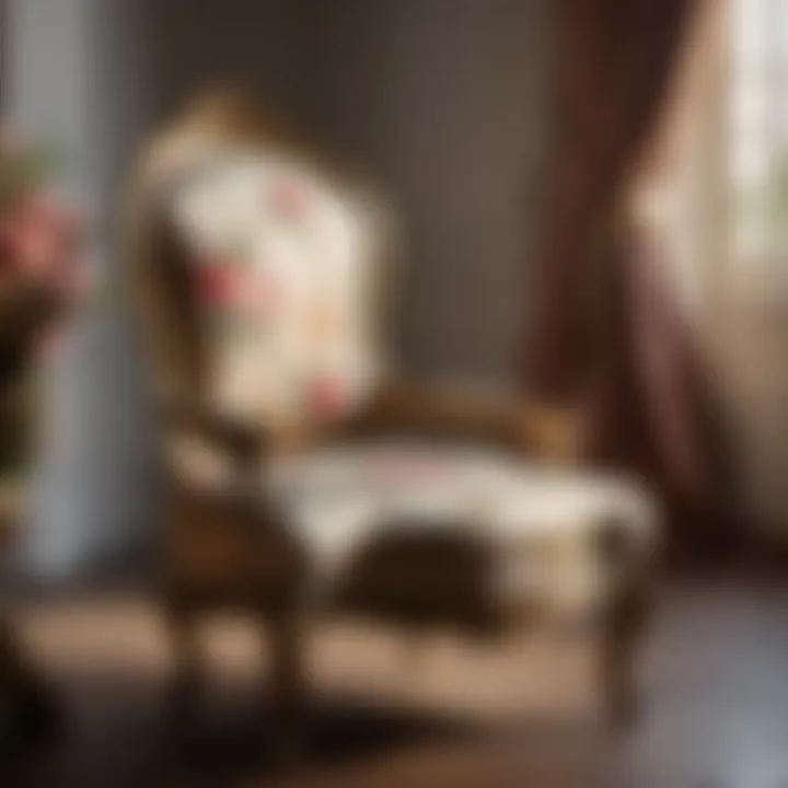 Elegant French style bedroom chair with ornate floral motif