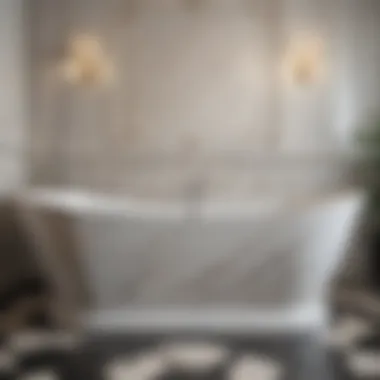 Luxurious marble tiled bathtub surface