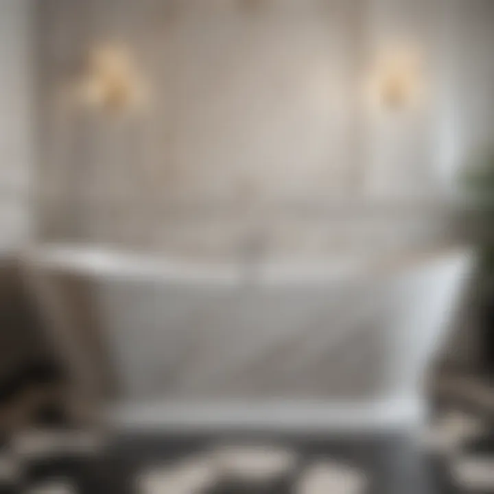 Luxurious marble tiled bathtub surface