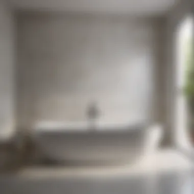 Minimalist tiled bathtub installation