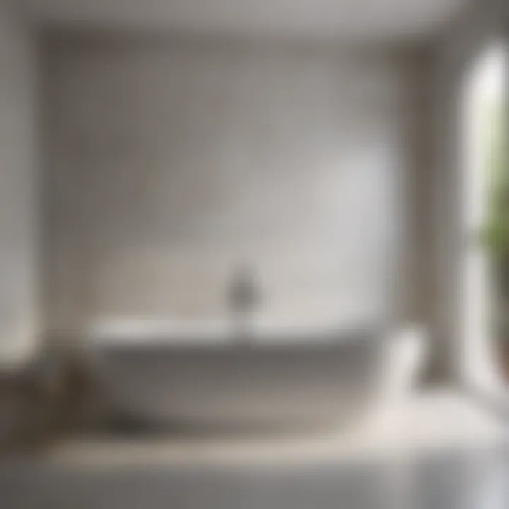 Minimalist tiled bathtub installation