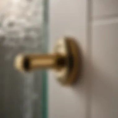 Close-up of high-quality semi-frameless bathtub shower door handle